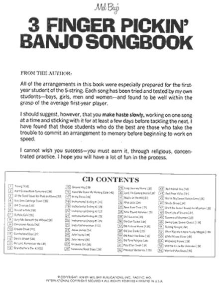 3 Finger Pickin' Banjo Songbook image number null