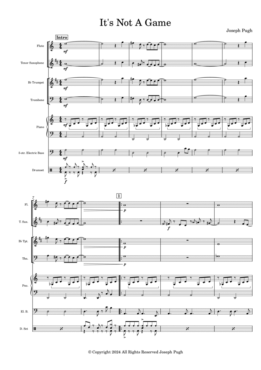 It's Not A Game Jazz Ensemble scores gallery preview page 1