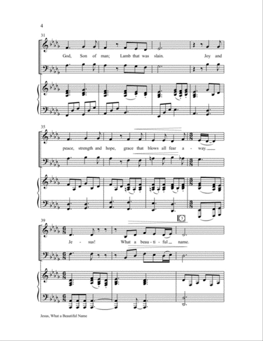 Jesus, What a Beautiful Name 3-Part scores gallery preview page 4