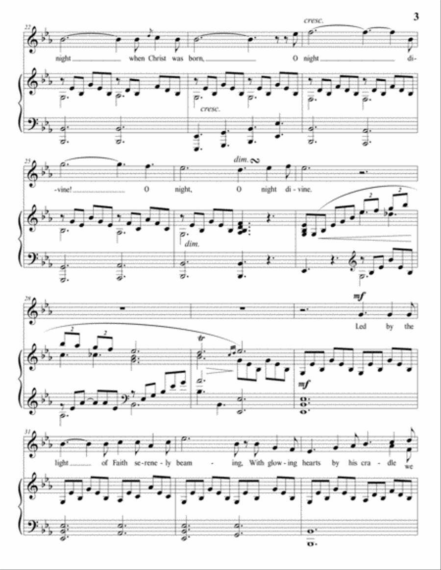 ADAM: O Holy Night (in 8 keys: E-flat, D, D-flat, C, B, B-flat, A, A-flat major) Voice scores gallery preview page 4