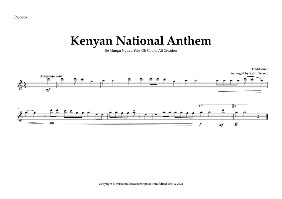 Kenyan National Anthem for Orchestra ( Orchestre national d'Île-de-France Edition) Full Orchestra scores gallery preview page 3