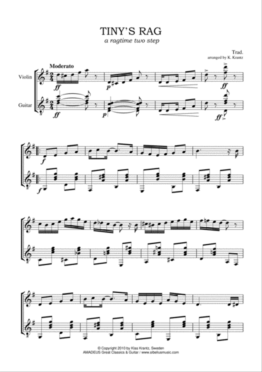 Tiny's Rag for violin and guitar String Duet scores gallery preview page 1