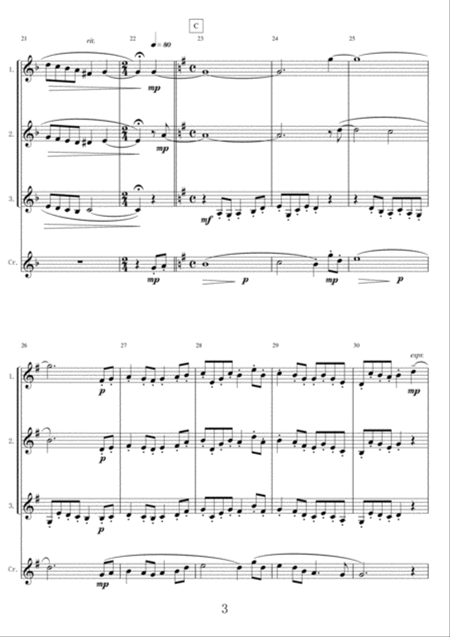 Fantasy from Down By The Salley Gardens for three Clarinets and Solo Cornet Small Ensemble scores gallery preview page 3