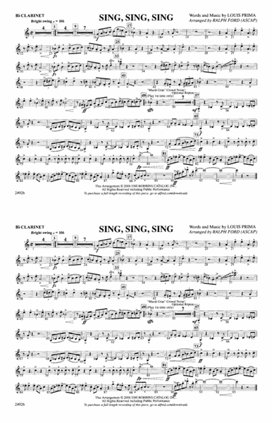 Sing, Sing, Sing: 1st B-flat Clarinet