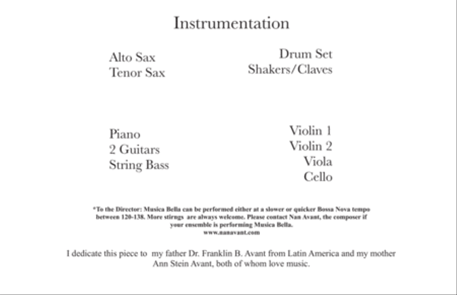Musica Bella- (A Bossa Nova for Jazz Ensemble and Strings) Jazz Ensemble scores gallery preview page 2