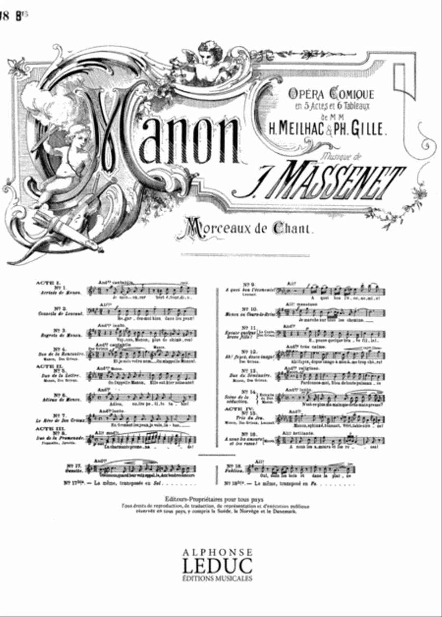 Jules Massenet: Air de Manon No.18 bis: Fabliau Medium Voice scores gallery preview page 1