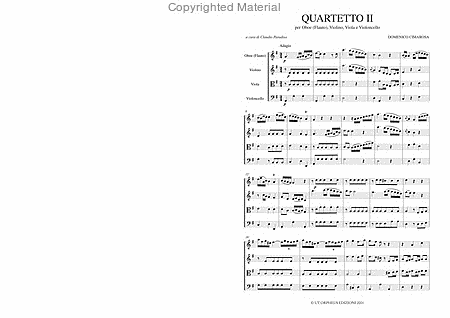 Quartet No. 2 in G Major for Oboe (Flute), Violin, Viola and Violoncello