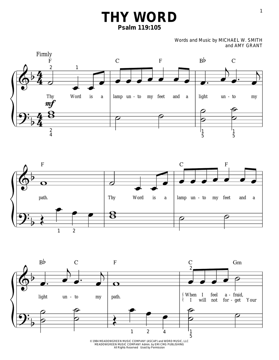 Thy Word Thy Word Easy Piano scores gallery preview page 1