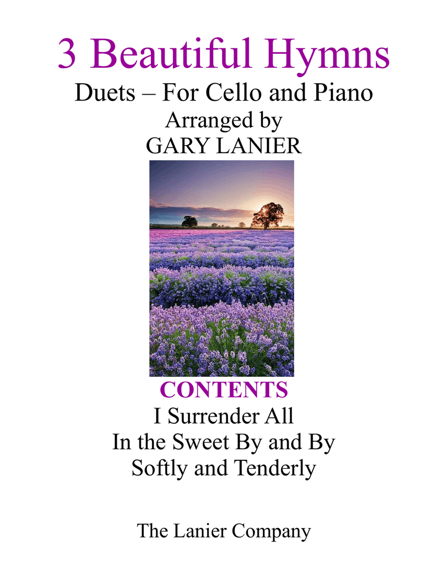 Gary Lanier: 3 BEAUTIFUL HYMNS (Duets for Cello & Piano) Piano scores gallery preview page 1