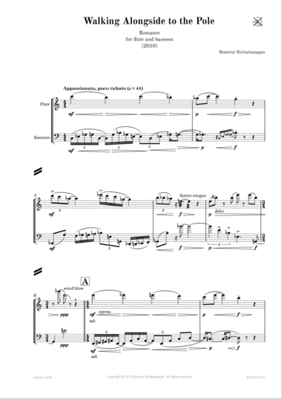 Walking Along Side to the Pole - Romance for Flute and Bassoon Woodwind Duet scores gallery preview page 4