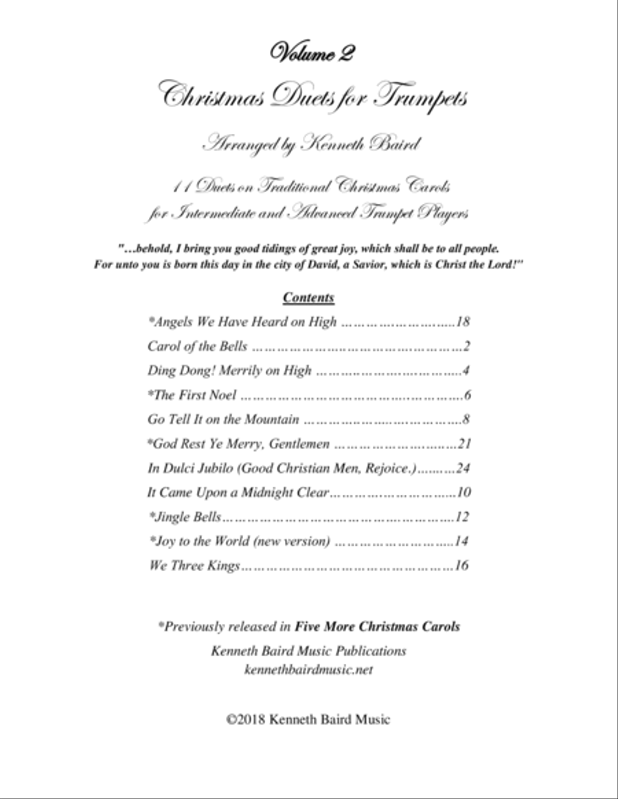 Christmas Duets, Volume 2, for Trumpets Trumpet Duet scores gallery preview page 1