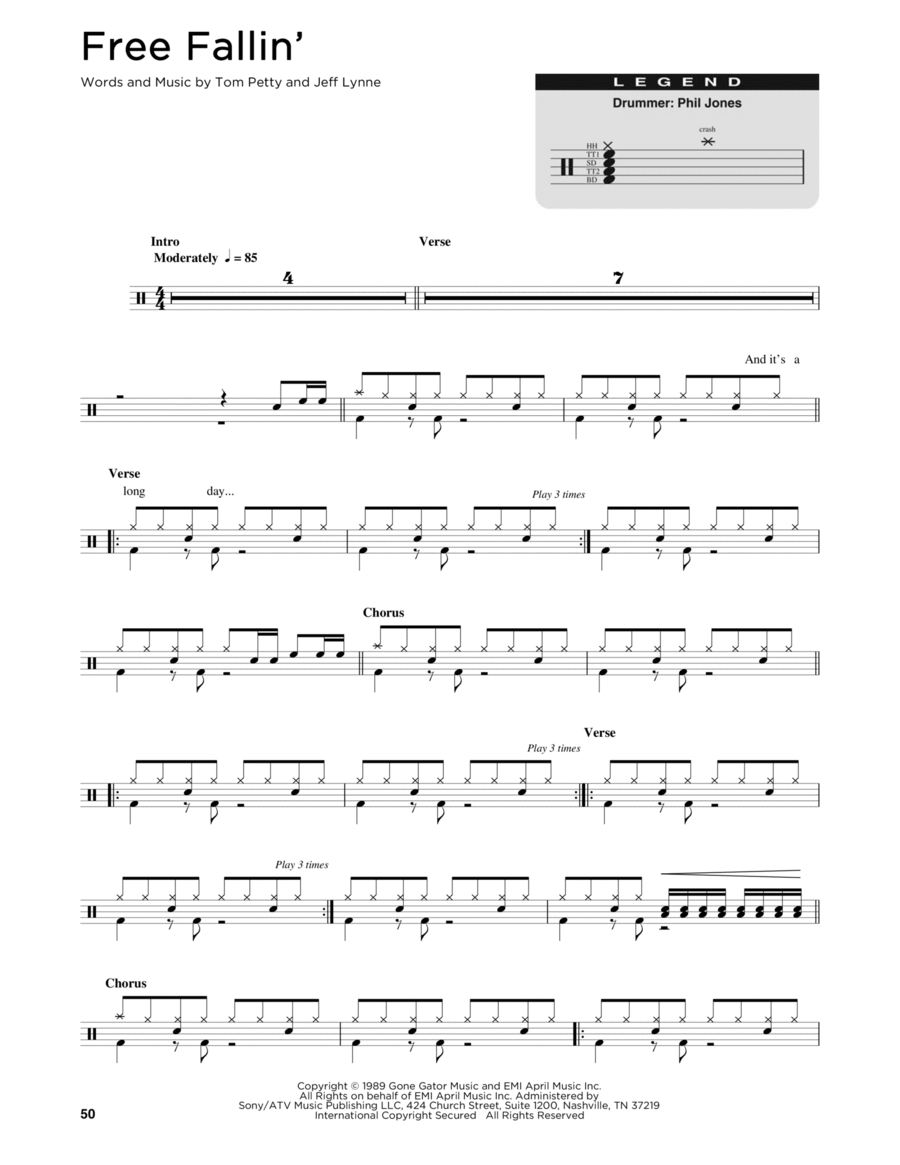 Free Fallin' Drum Set scores gallery preview page 1
