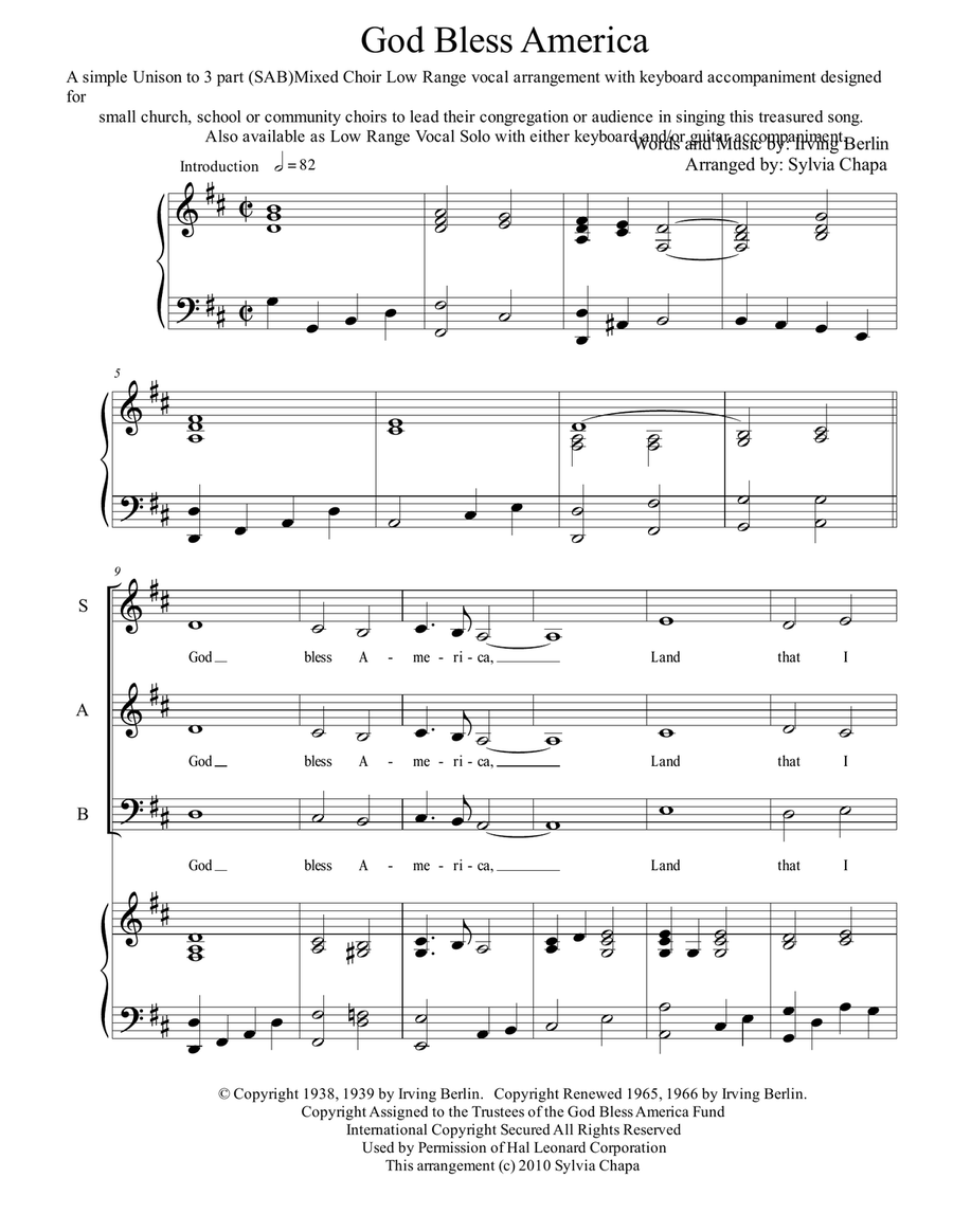 God Bless America 3-Part scores gallery preview page 1