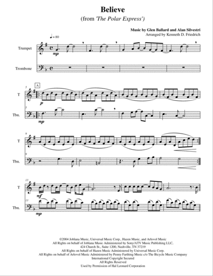 Believe Brass Ensemble scores gallery preview page 1