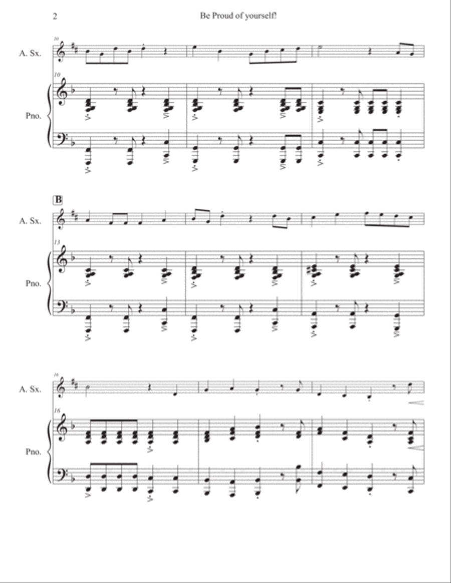 Be Proud of Yourself! for Alto Saxophone and Piano Alto Saxophone scores gallery preview page 3