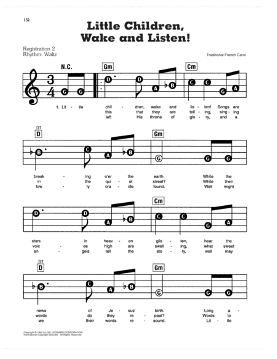 Little Children, Wake And Listen Electronic Keyboard scores gallery preview page 1
