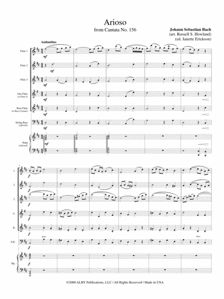 Arioso from Cantata BWV 25 for Flute Choir image number null