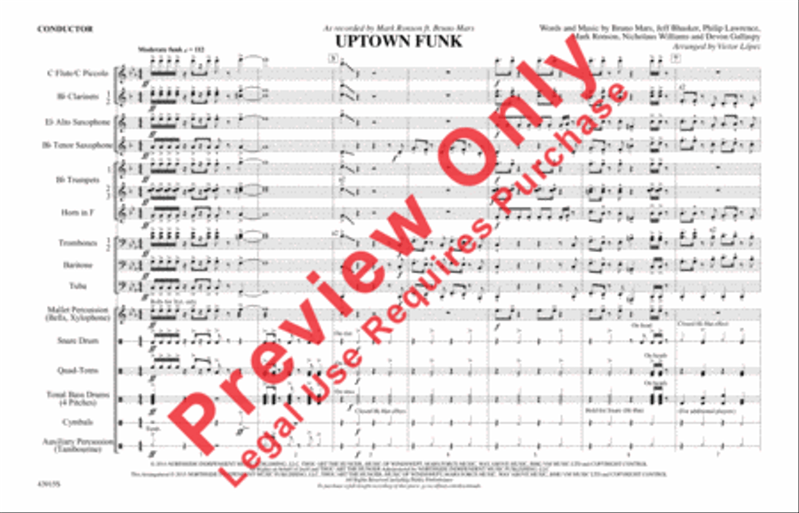 Uptown Funk Marching Band scores gallery preview page 2