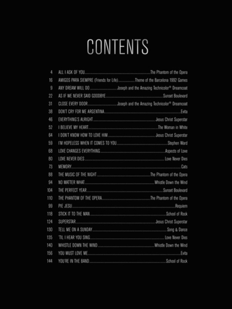 The Andrew Lloyd Webber Sheet Music Collection Piano, Vocal, Guitar scores gallery preview page 2