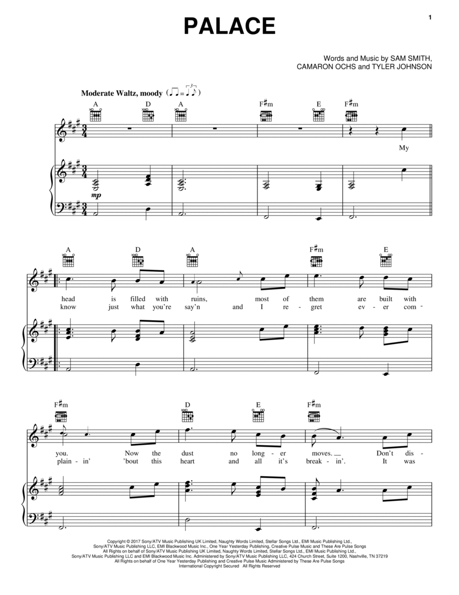 Palace Piano, Vocal, Guitar scores gallery preview page 1