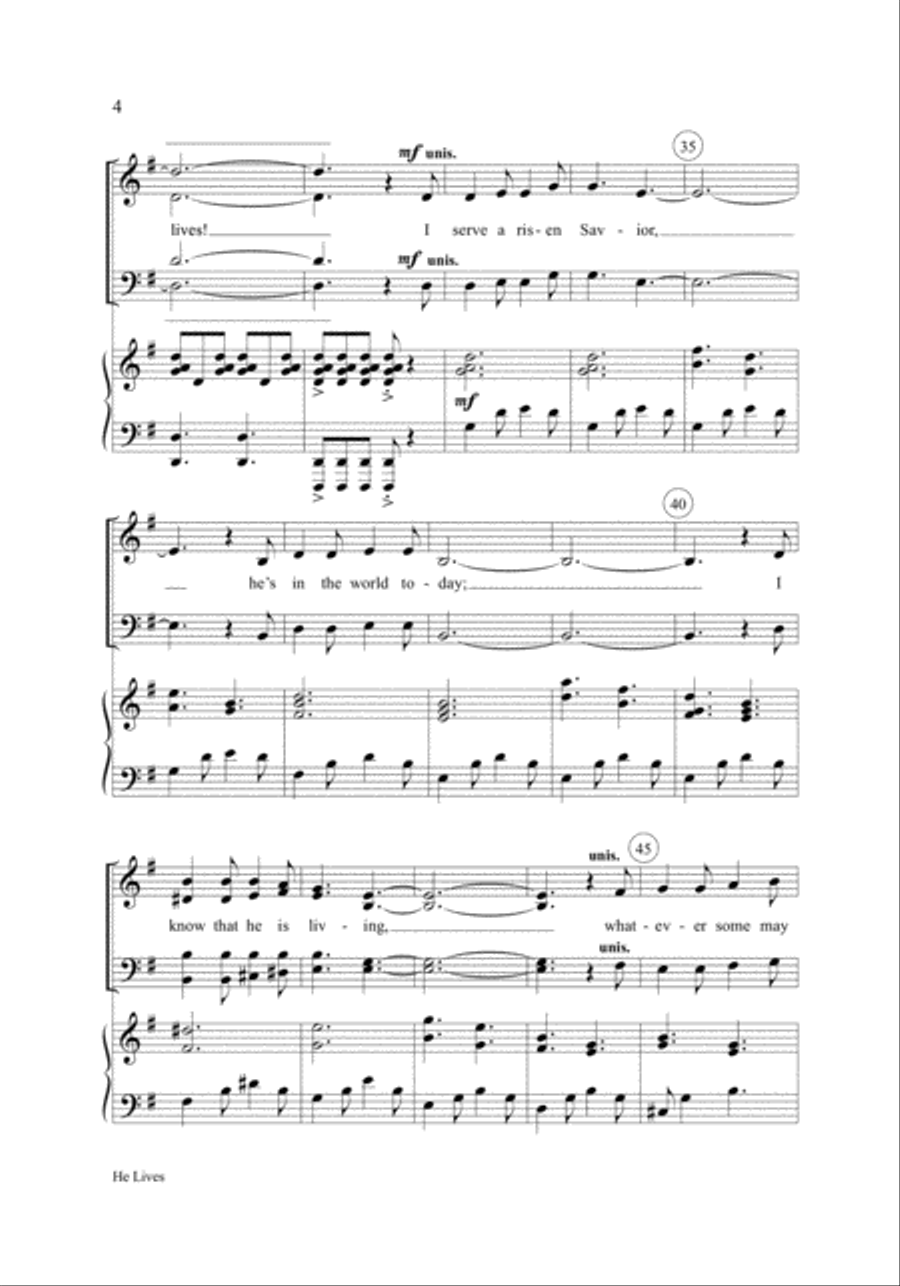 He Lives He Lives 4-Part scores gallery preview page 4