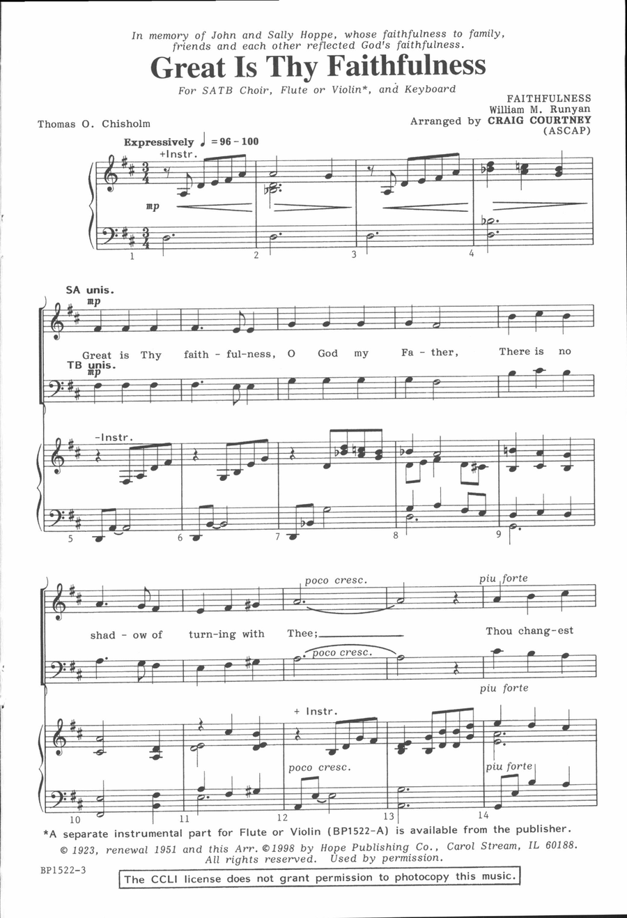 Great Is Thy Faithfulness 4-Part scores gallery preview page 2