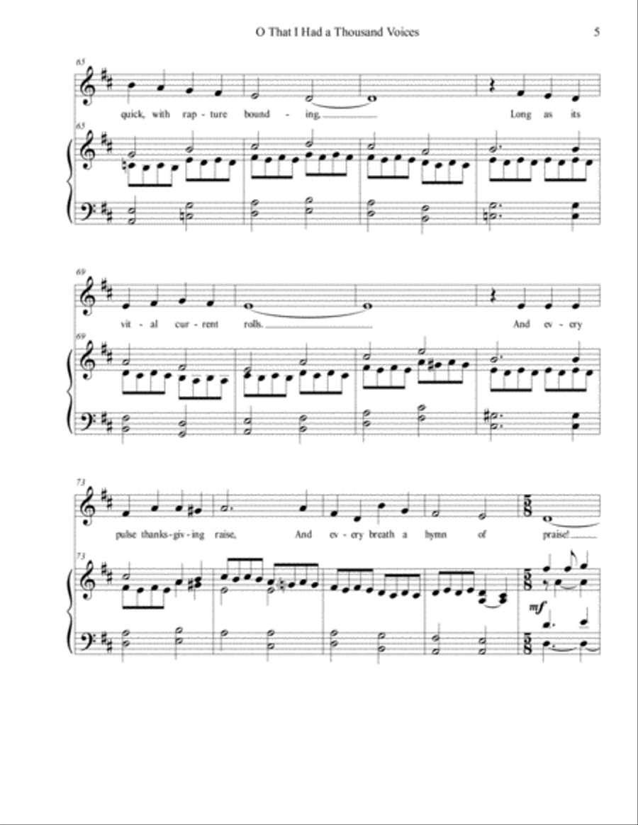 O That I Had a Thousand Voices (O DASS ICH TAUSEND), Medium/Low Voice, arr. Brenda Portman Medium Voice scores gallery preview page 5