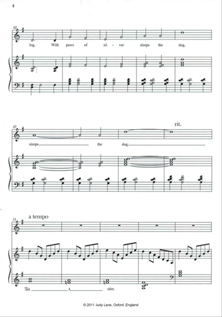 Silver - Walter de la Mare's famous poem set to music for choir or solo with piano Choir scores gallery preview page 5