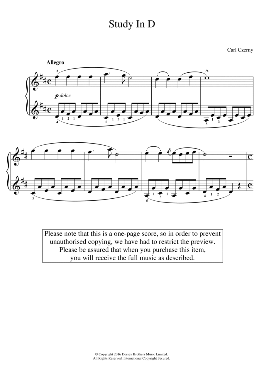 Study In D Piano Method scores gallery preview page 1