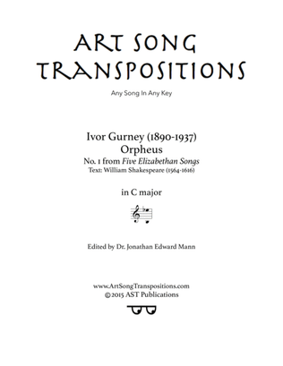 Book cover for GURNEY: Orpheus (transposed to C major)