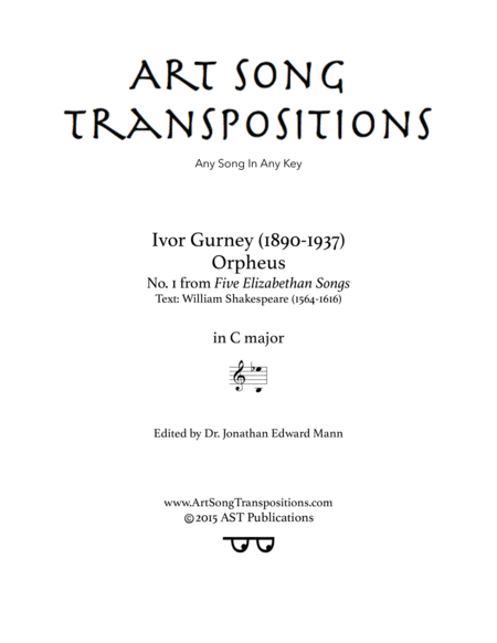 GURNEY: Orpheus (transposed to C major)