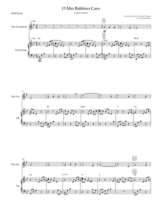 O Mio Babbino Caro (Puccini) for Alto Saxophone & Piano with Chords