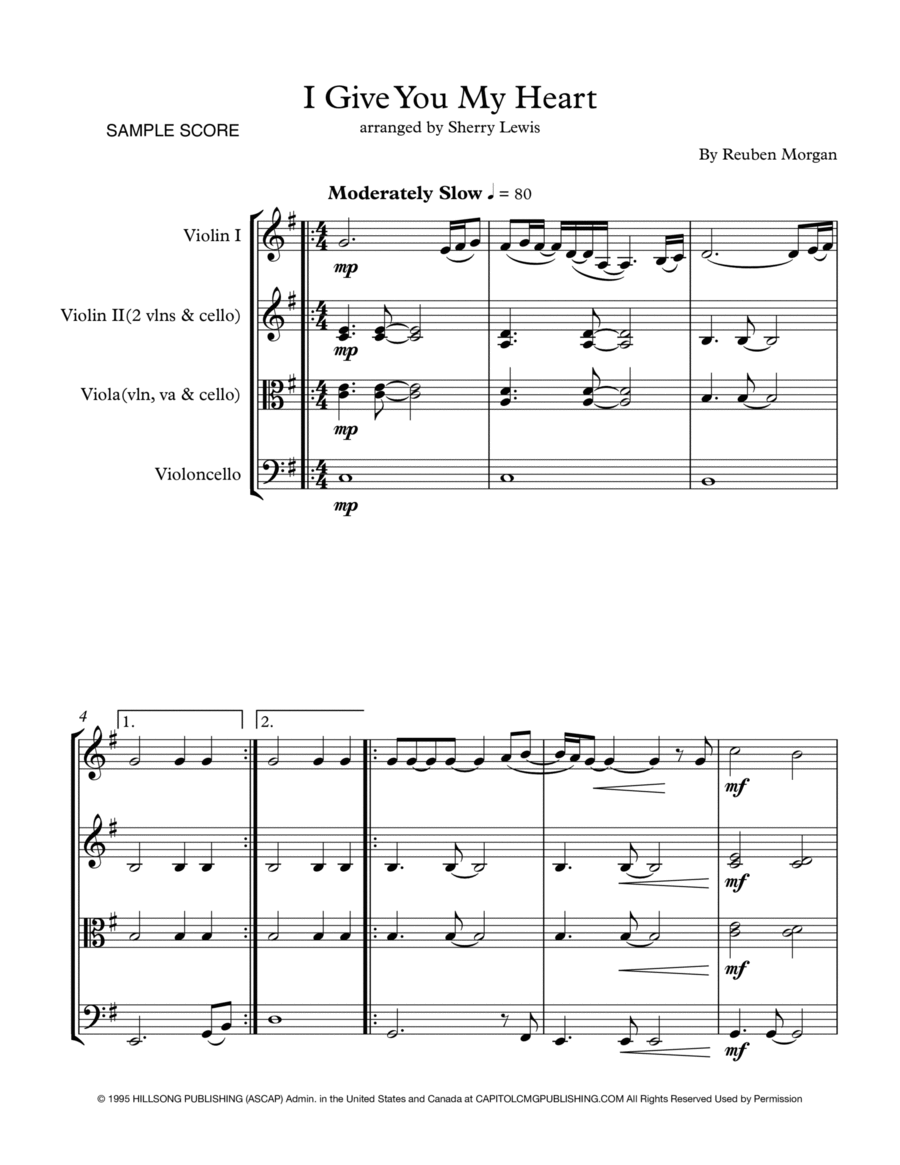 I Give You My Heart String Trio scores gallery preview page 1