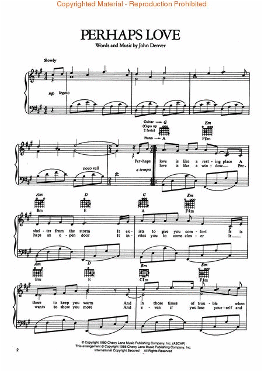 Perhaps Love Perhaps Love Piano, Vocal, Guitar scores gallery preview page 2