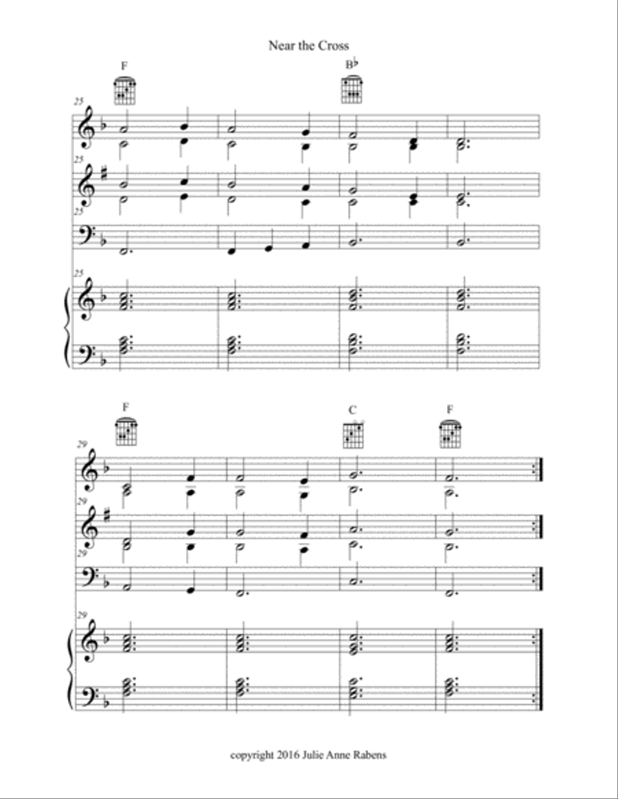 Near the Cross in F major for easy ensemble Large Ensemble scores gallery preview page 5