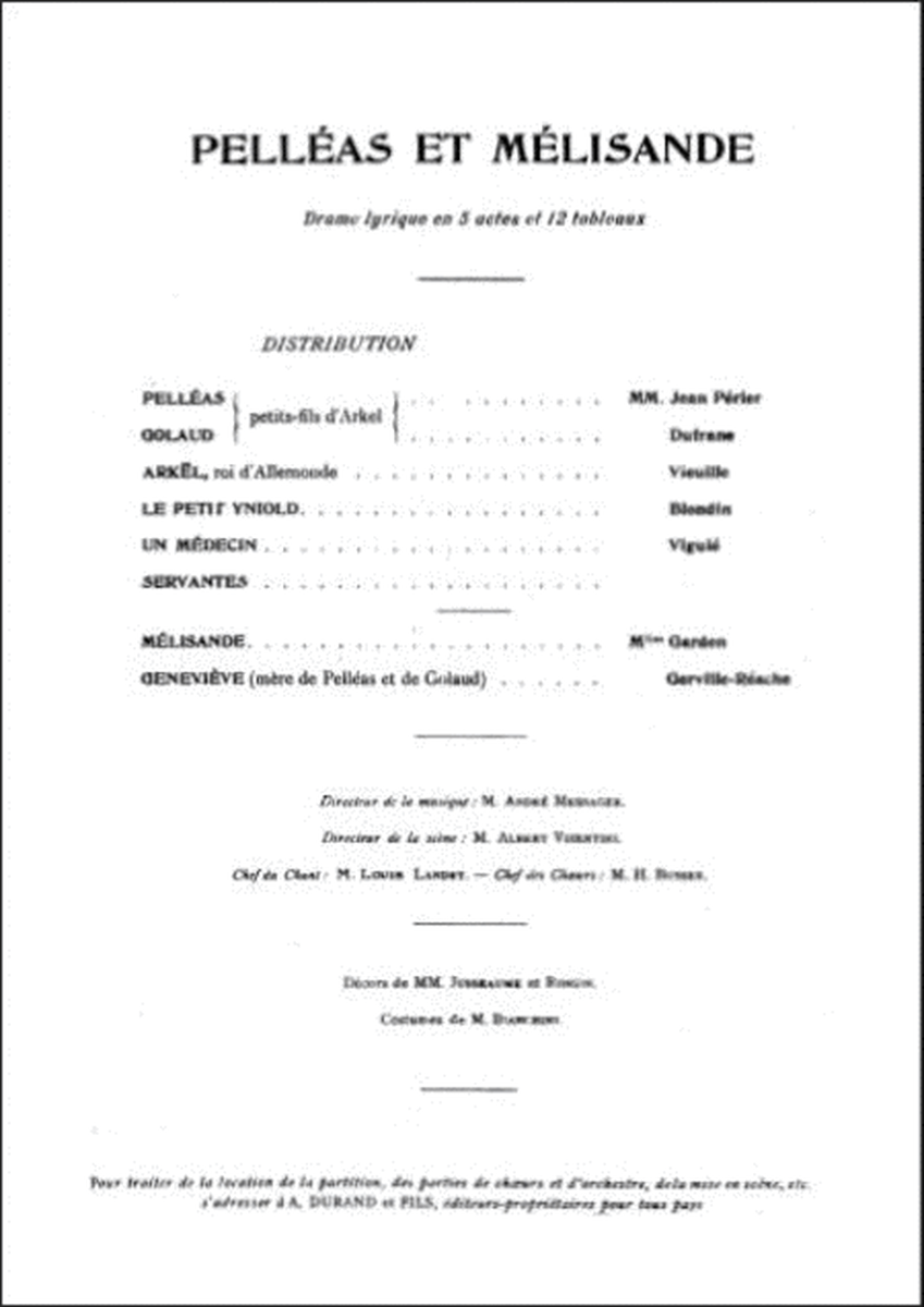 Pelleas Et Melisande - Partition D'Orchestre