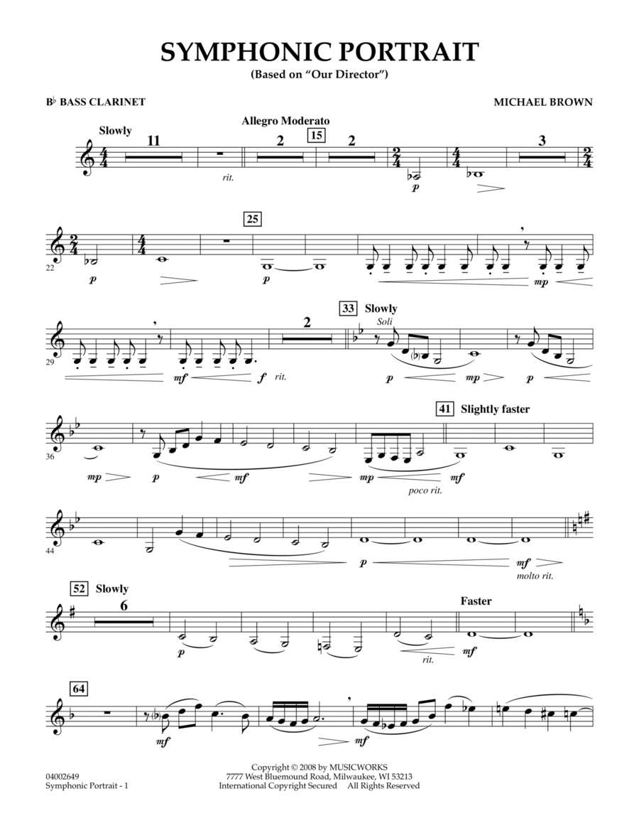 Symphonic Portrait (based on Our Director) - Bb Bass Clarinet Bass Clarinet scores gallery preview page 1