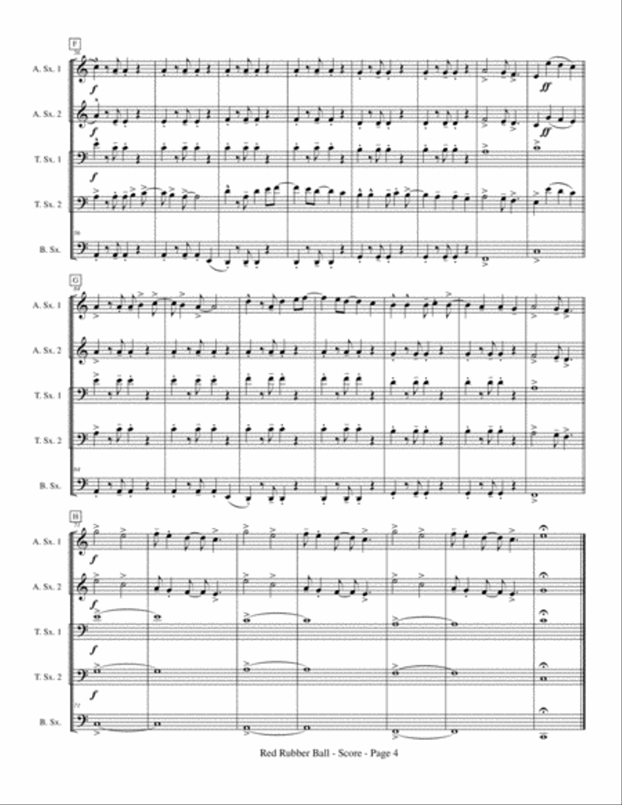 Red Rubber Ball Saxophone Quintet scores gallery preview page 6