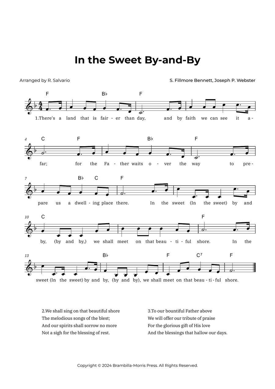 In the Sweet By-and-By (Key of F Major) Piano scores gallery preview page 1