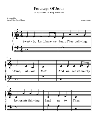 Footsteps Of Jesus LARGE PRINT • Easy Piano Solo
