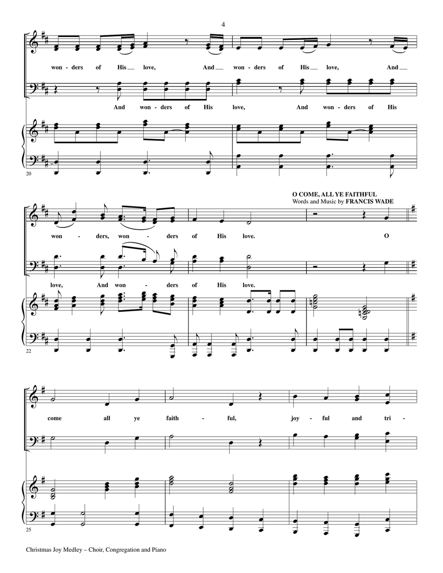 CHRISTMAS CHOIR - 3 Christmas Songs for SATB Choir & Piano. (Includes Score & Choir Parts) image number null