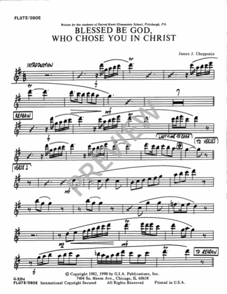 Blessed Be God, Who Chose You in Christ - Instrument edition