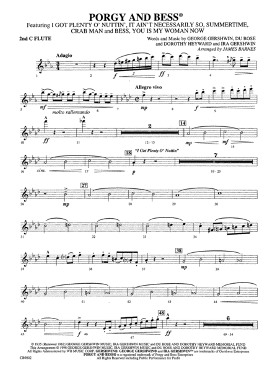 Porgy and Bess® (Medley): 2nd Flute Concert Band scores gallery preview page 1