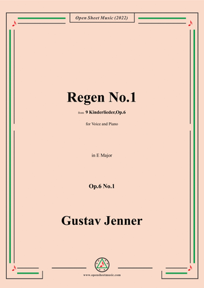 Book cover for Jenner-Regen No.1,in E Major,Op.6 No.1