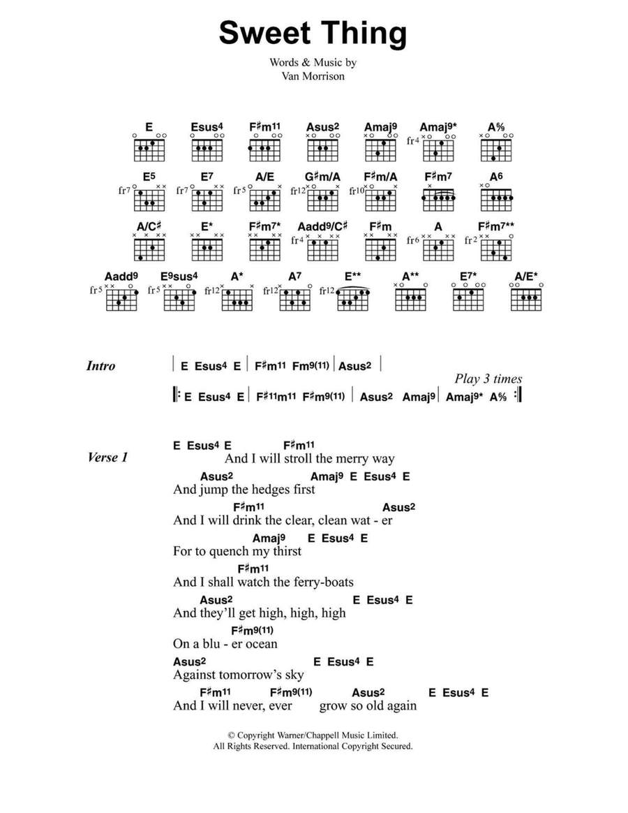 Sweet Thing Easy Guitar scores gallery preview page 1