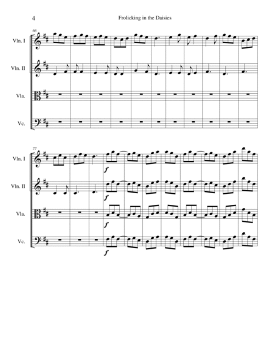 Frolicking in the Daisies String Quartet scores gallery preview page 5