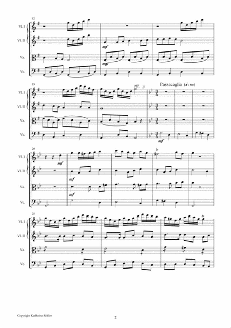String quartet No. 1 G Major - A travel through the times String Quartet scores gallery preview page 2
