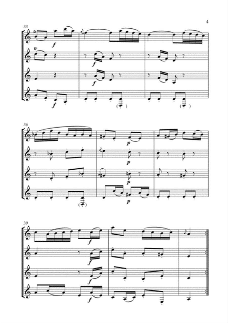 Badinerie (J.S. Bach) for Clarinet Quartet Clarinet Quartet scores gallery preview page 5