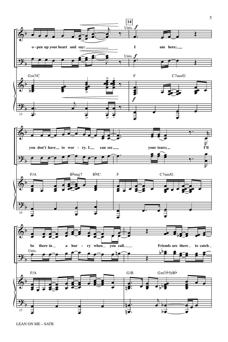 Lean On Me (arr. Andre Williams) 4-Part scores gallery preview page 3