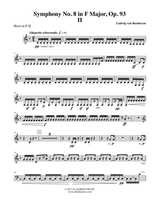 Beethoven Symphony No. 8, Movement II - Horn in F 2 (Transposed Part), Op. 93
